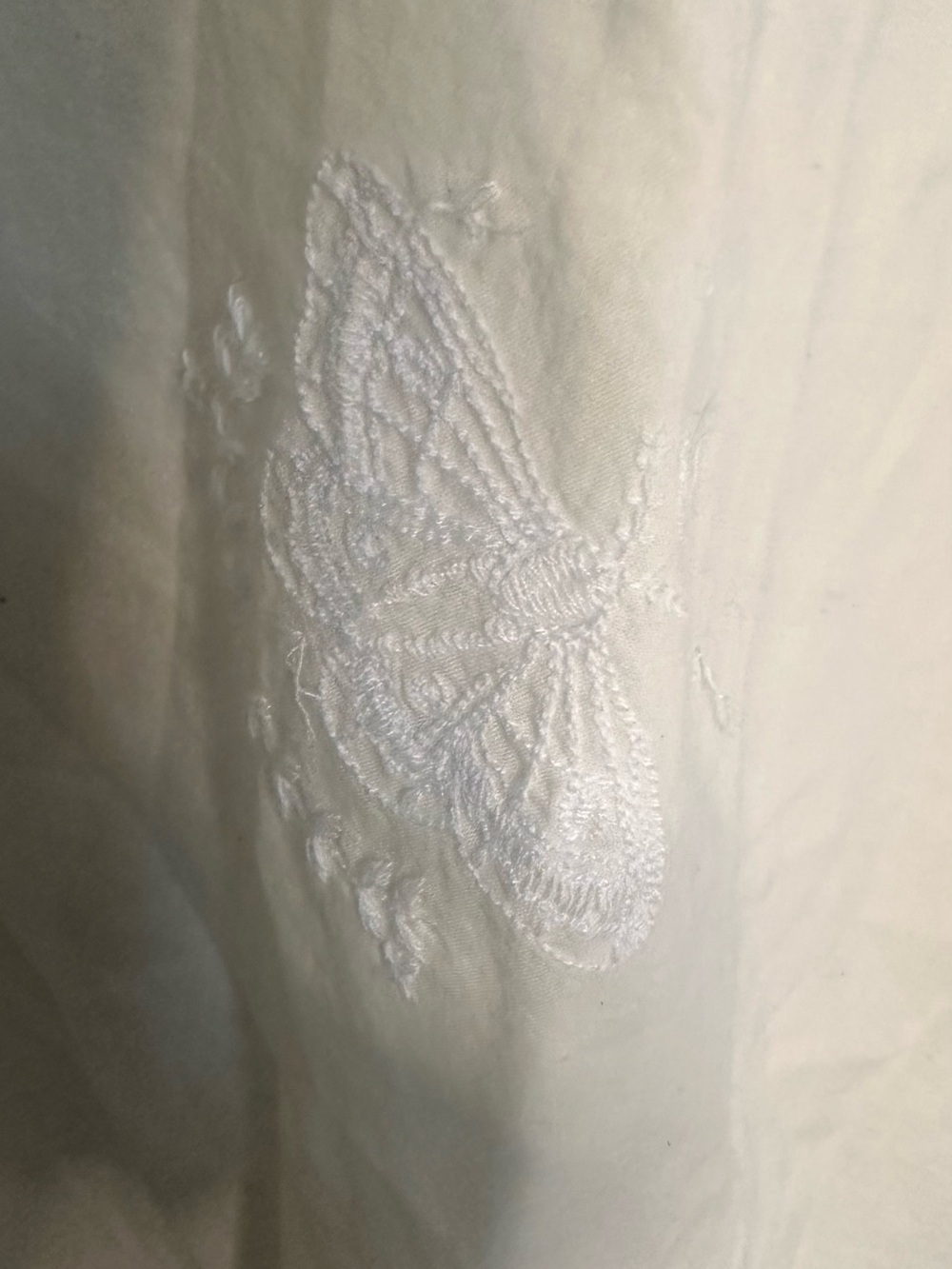 Urban Outfitters Cream Ruffle-Neck Embroidered Tunic - Picture 3 of 5